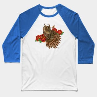 Summer Rose Owl Baseball T-Shirt